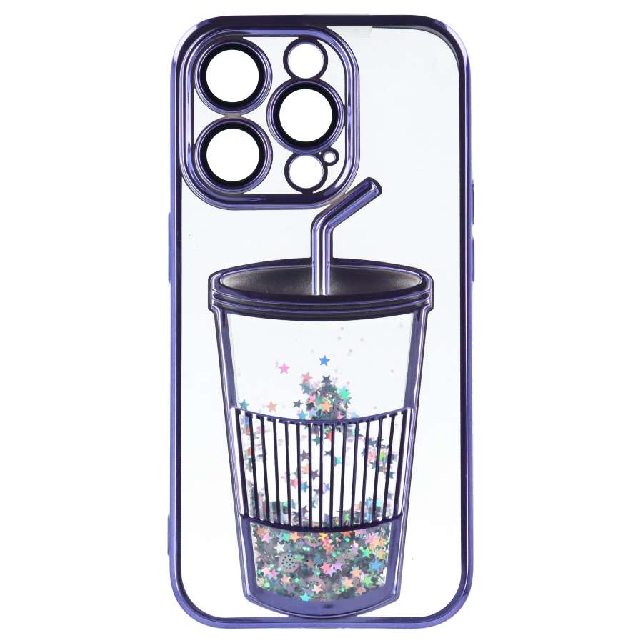 Funda Bumper con Vaso de Purpurina para iPhone 16 Pro