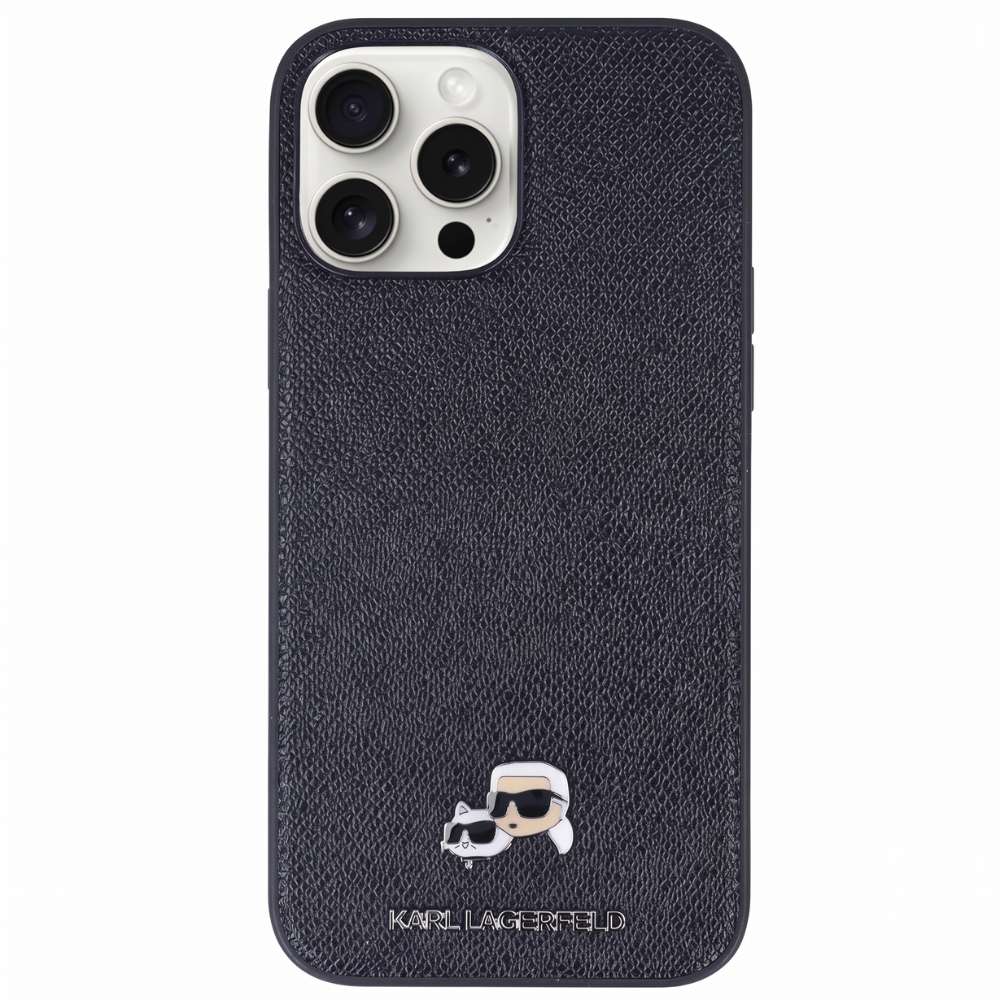 Funda Karl Lagerfeld negra para iPhone 16 Pro, colaboración La Casa de las Carcasas x Karl Lagerfeld