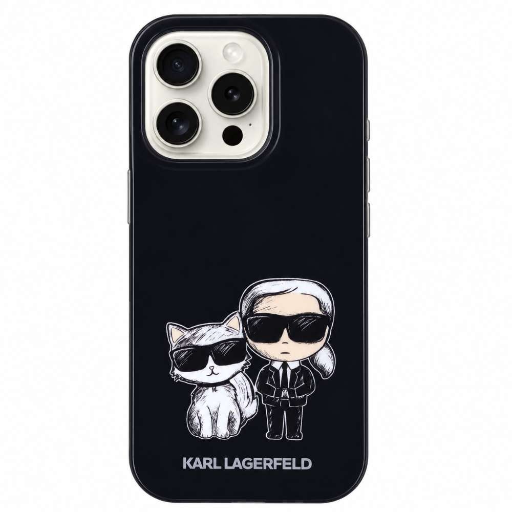 Funda Karl Lagerfeld negra para iPhone 14 Pro Max, colaboración La Casa de las Carcasas x Karl Lagerfeld